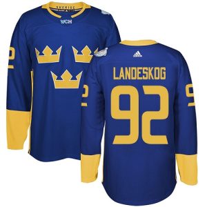 Herren Team Schweden #92 Gabriel Landeskog Authentic Königsblau Auswärts 2016 World Cup